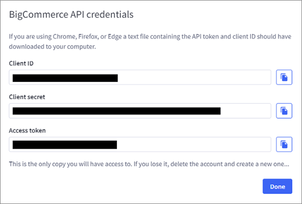 BigCommerce API credentials